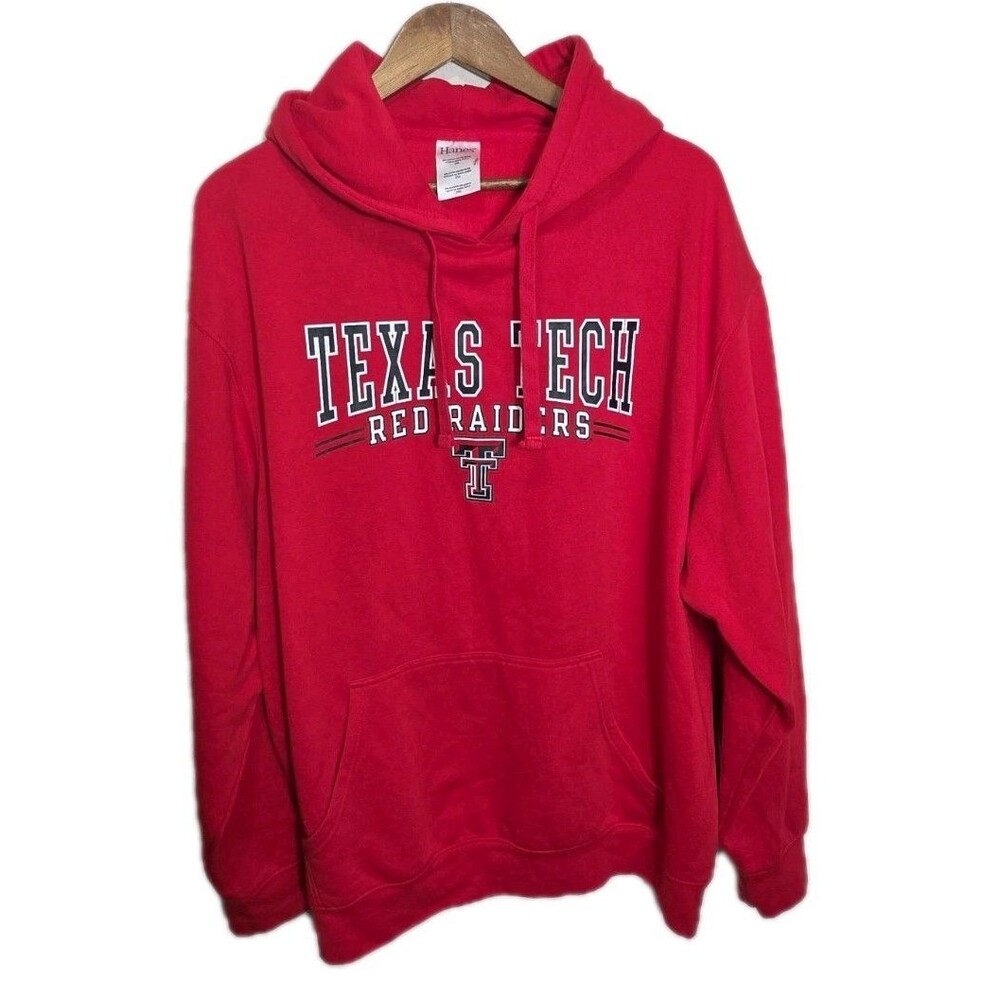 Vtg Hanes Texas Tech Red Raiders Hoodie Red Mens 2x Hoodie